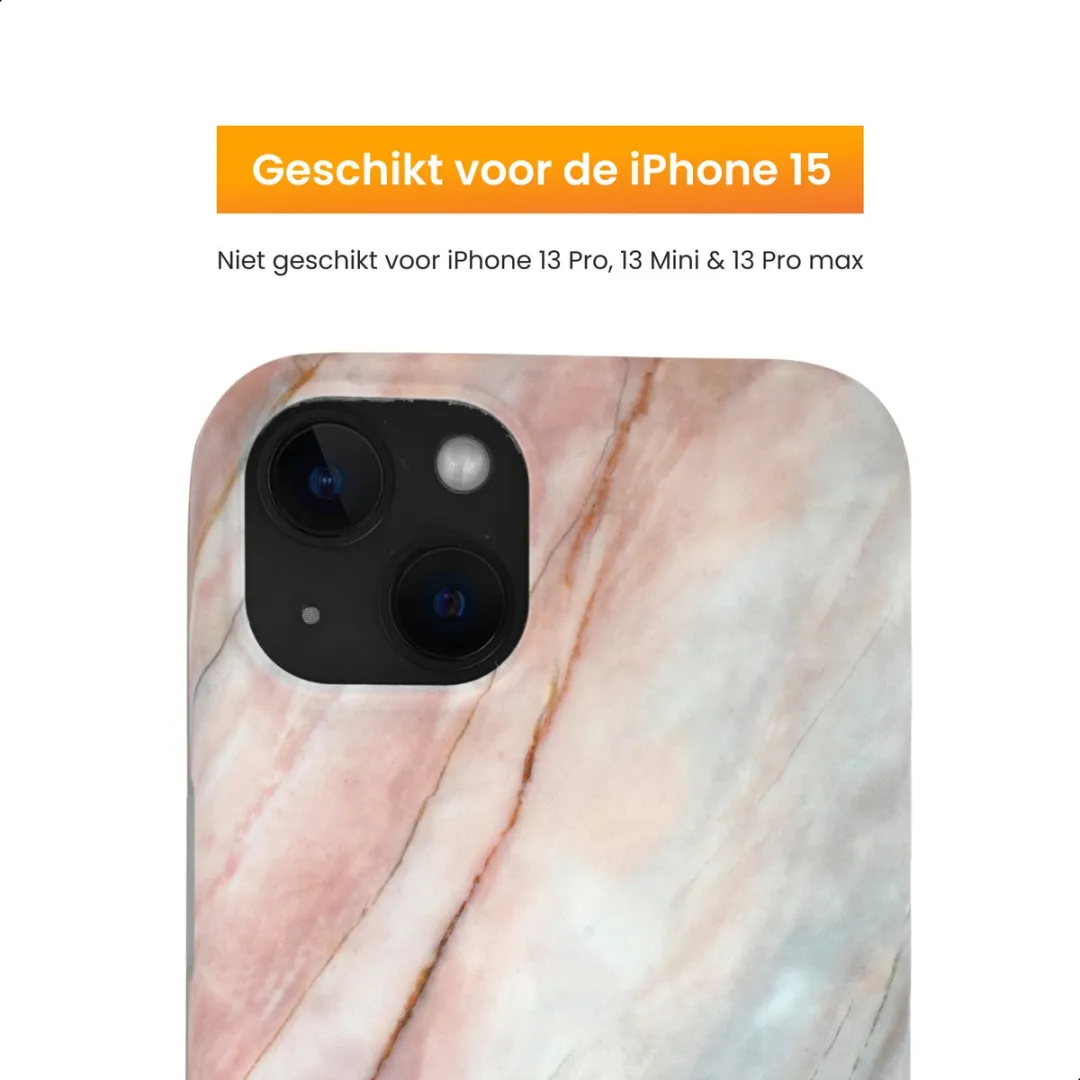 R2B iPhone 15 Hoesje - Marmer Roze/Grijs/Blauw - MagSafe