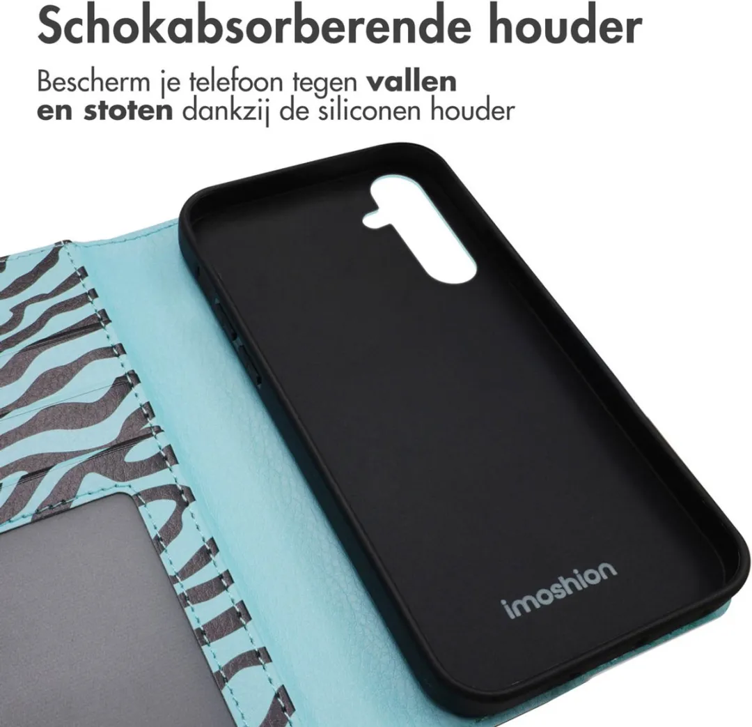 Imoshion Galaxy A35 Hoesje - Black Blue Stripes - 3 Pasjes