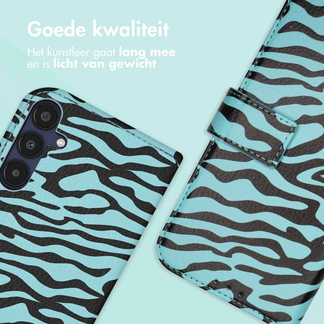 Imoshion Galaxy A35 Hoesje - Black Blue Stripes - 3 Pasjes