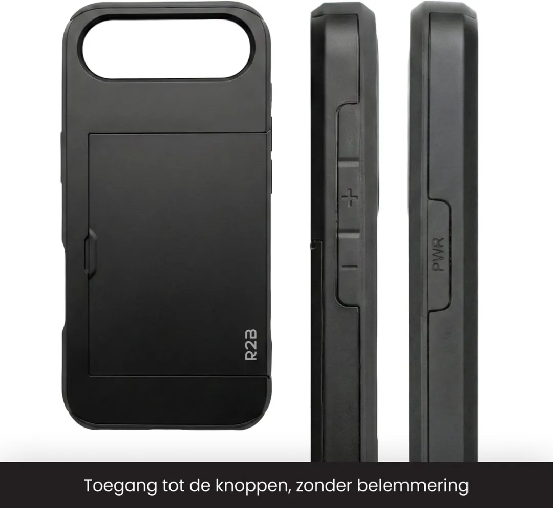 R2B iPhone 17 Air Hoesje Utrecht - 3 Pasjes - Zwart