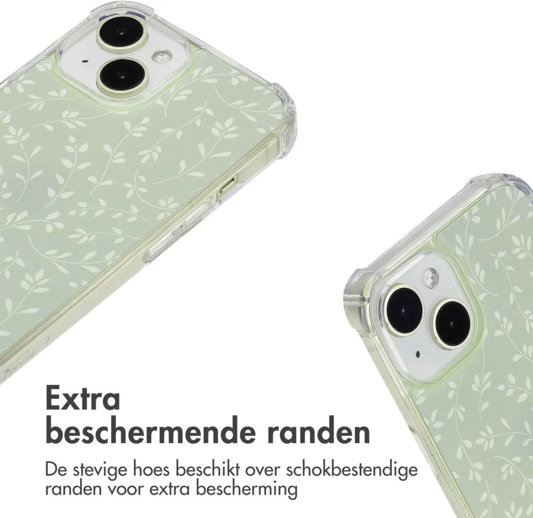 Imoshion iPhone 15 Hoesje Smoke Green Flowers