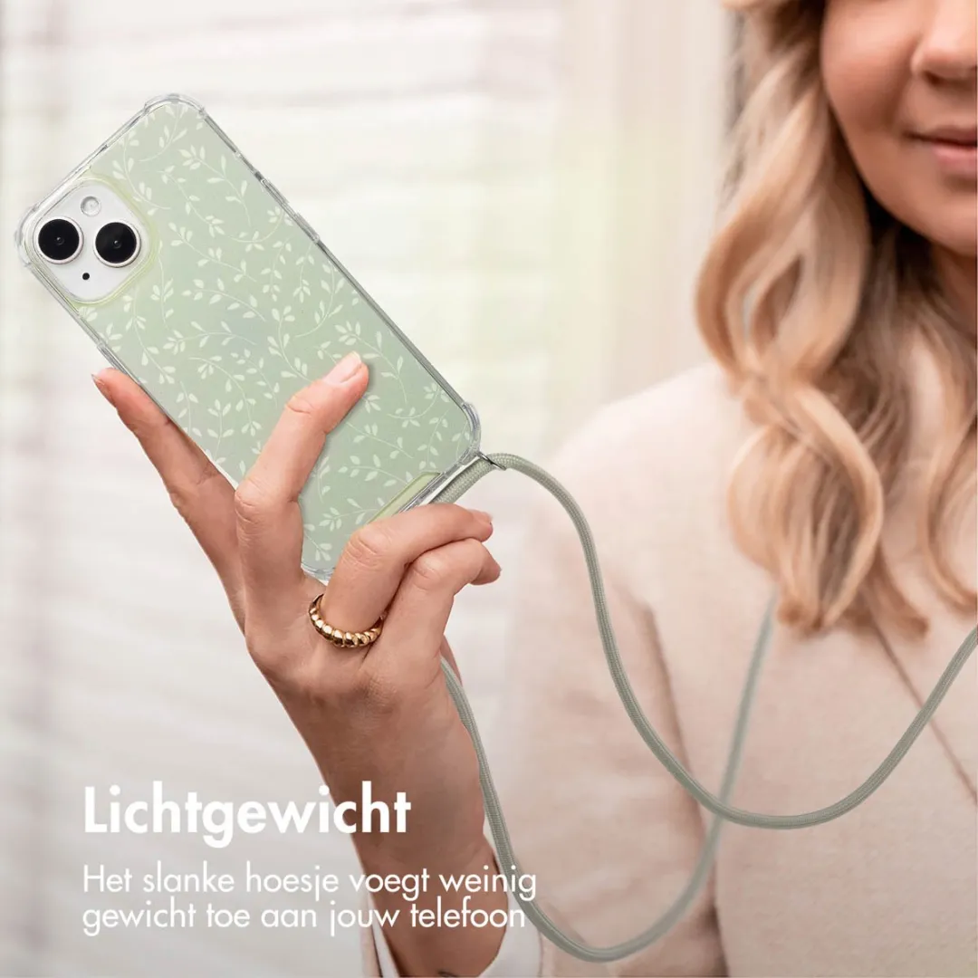 Imoshion iPhone 15 Hoesje Smoke Green Flowers