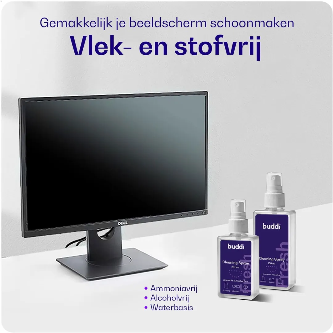 Buddi Fresh Professionele Schoonmaak Spray voor Smartphone - 50ml - Smartphone Schoonmaken - Telefoon Reinigen - Display Cleaner - Beeldscherm reiniger - Camera Laptop Watch Bril - Alcoholvrij