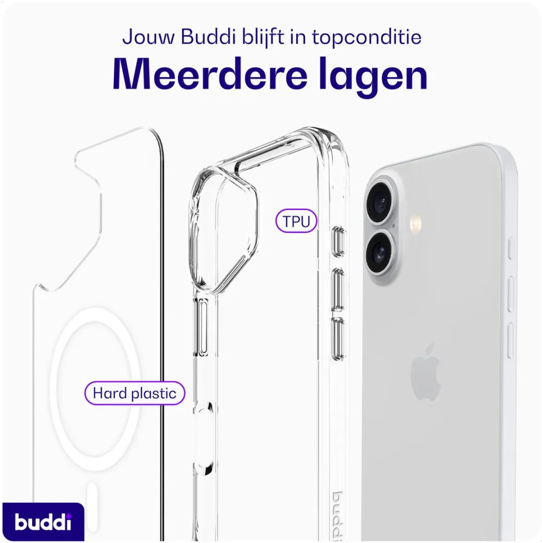 Buddi Core iPhone 17 Hoesje - MagSafe - Matte Transparant