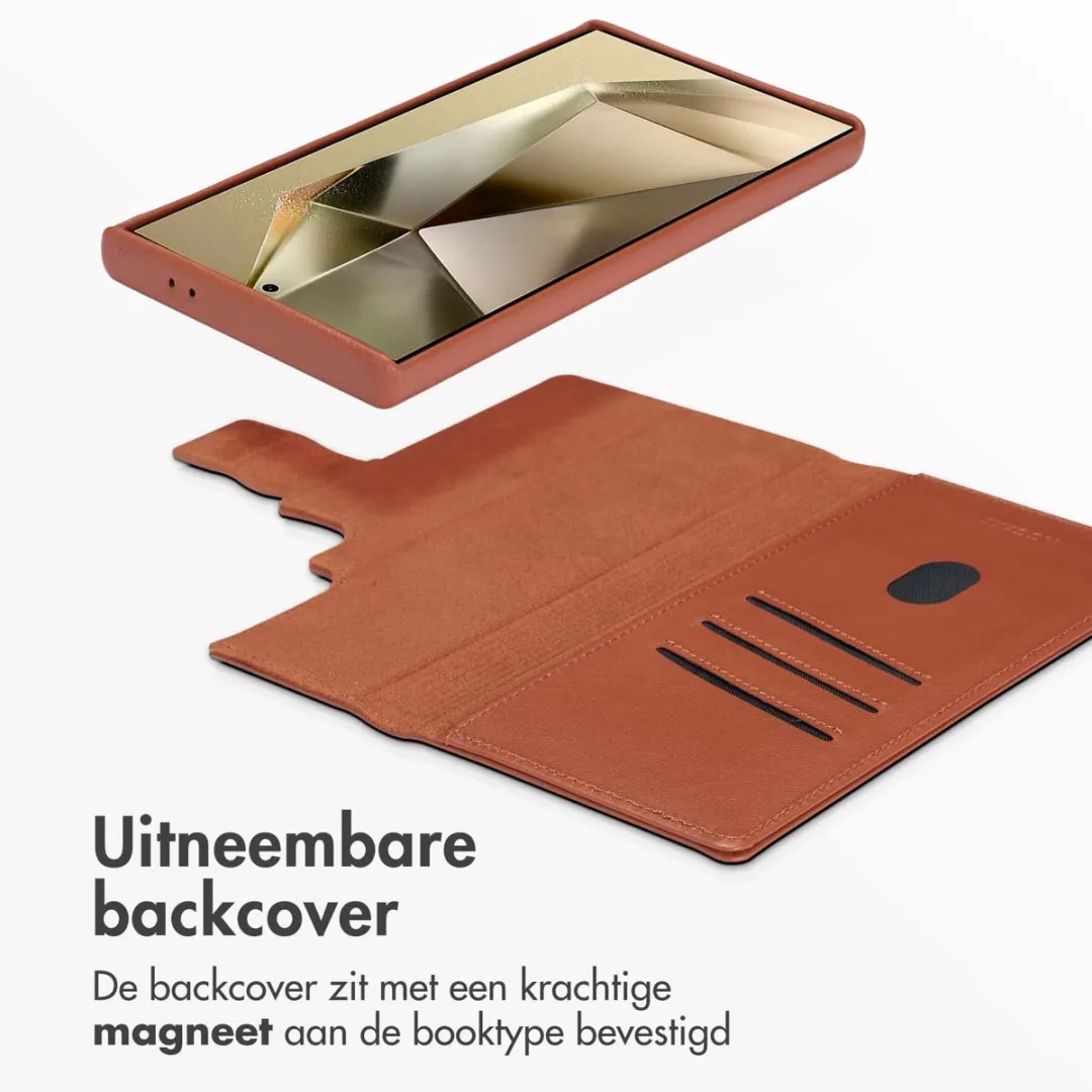 Accezz Hoesje Samsung Galaxy S24 Ultra Leather Bookcase 2-in-1 - Bruin