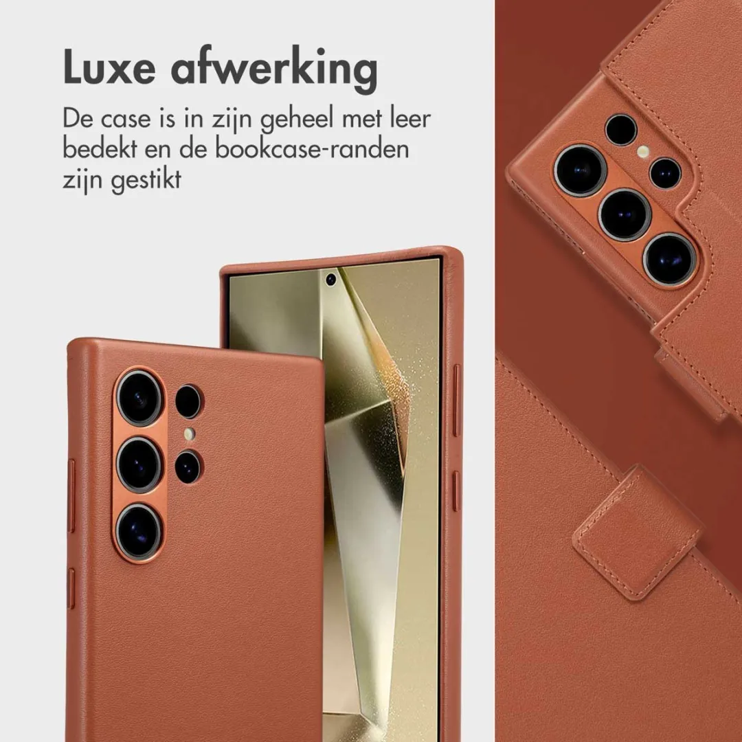 Accezz Hoesje Samsung Galaxy S24 Ultra Leather Bookcase 2-in-1 - Bruin