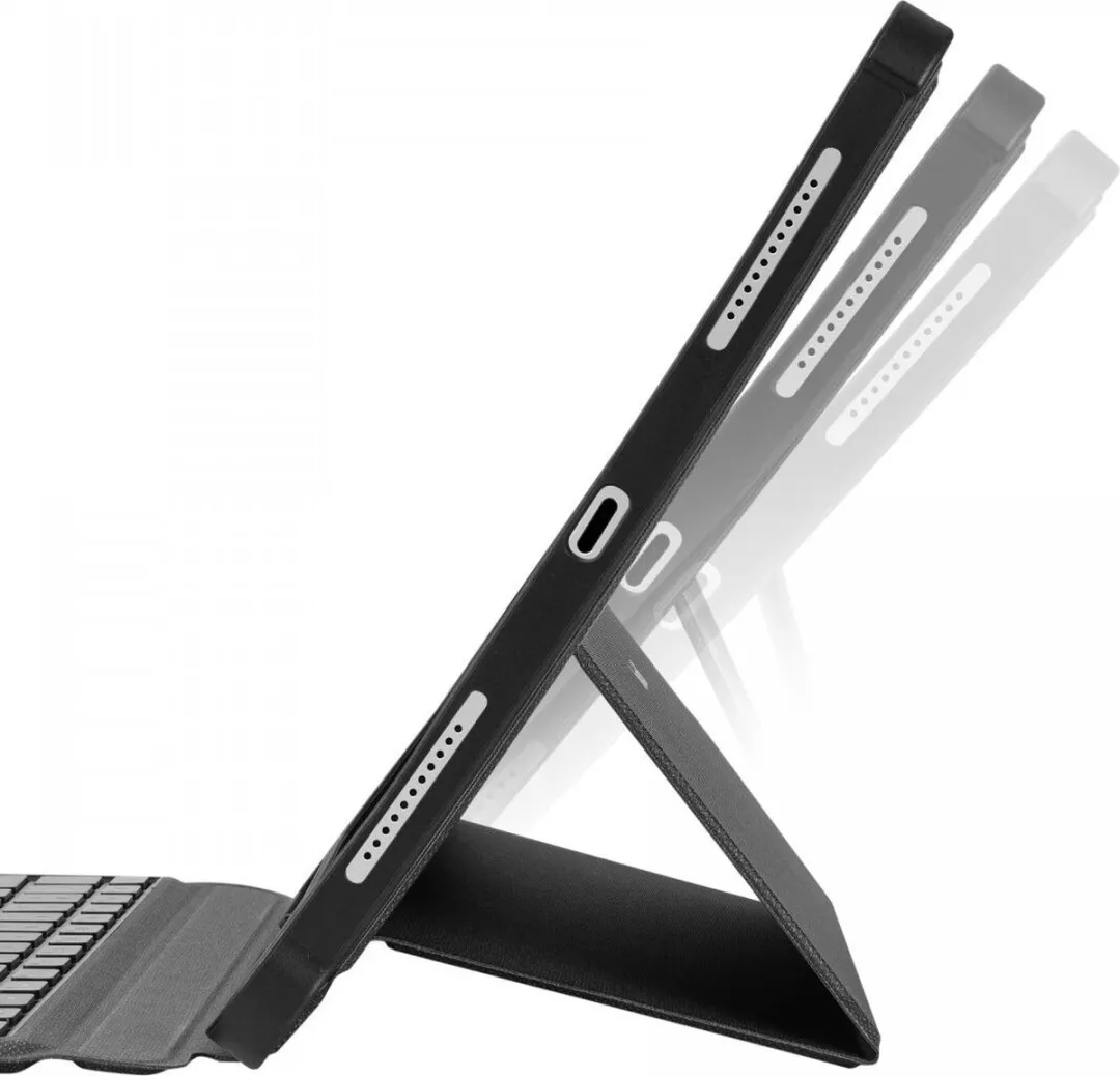 Buddi Thorn Hoes met QWERTY Toetsenbord voor Apple iPad Pro 12.9 (2018/2020/2021/2022) | Beschermhoes | Bluetooth 5.0 | met Penhouder | Book Case | Magnetisch Uitneembaar | Trackpad | Zwart/Grijs