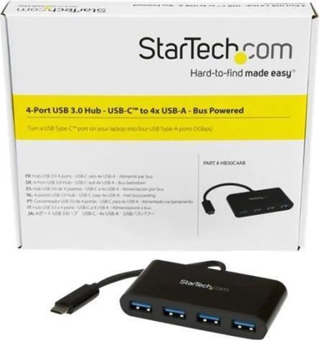 Startech HB30C4AB USB-C Hub - 4x USB-A 3.0 - Zwart