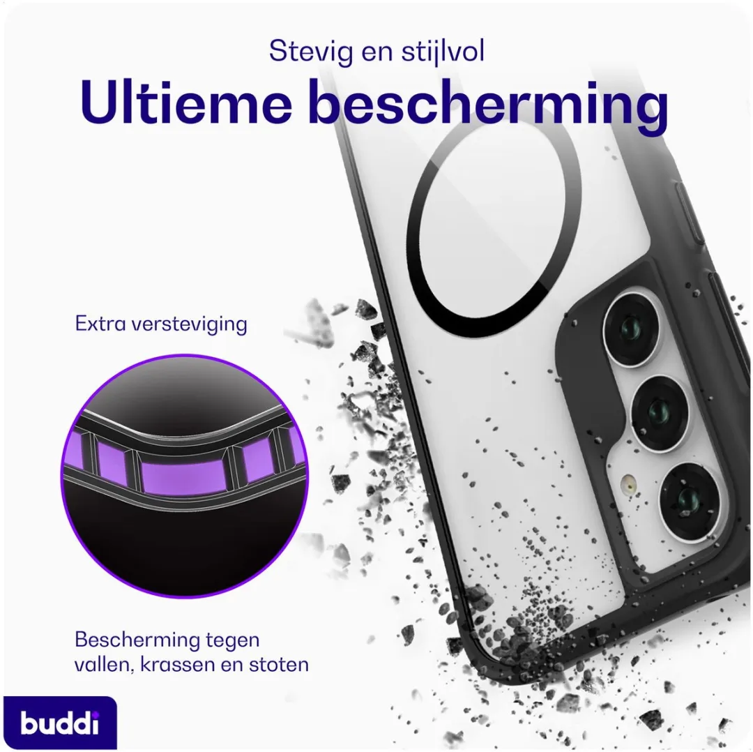 Buddi Hybrid Hoesje Samsung Galaxy A35 - MagSafe - Transparant Zwart