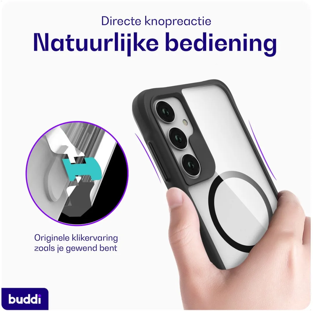 Buddi Hybrid Hoesje Samsung Galaxy A35 - MagSafe - Transparant Zwart - afbeelding 6 van 6