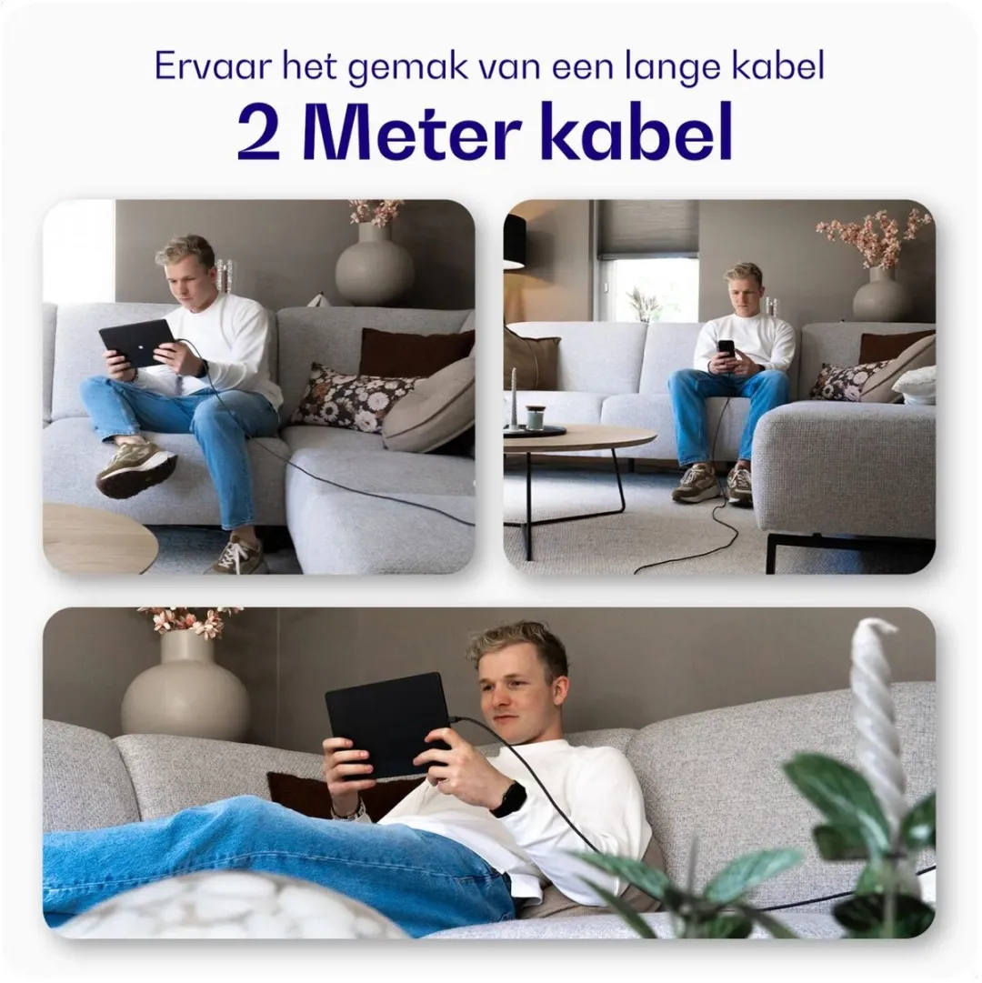 Buddi Flex USB-A naar Micro-USB Kabel 12W 2M - Zwart