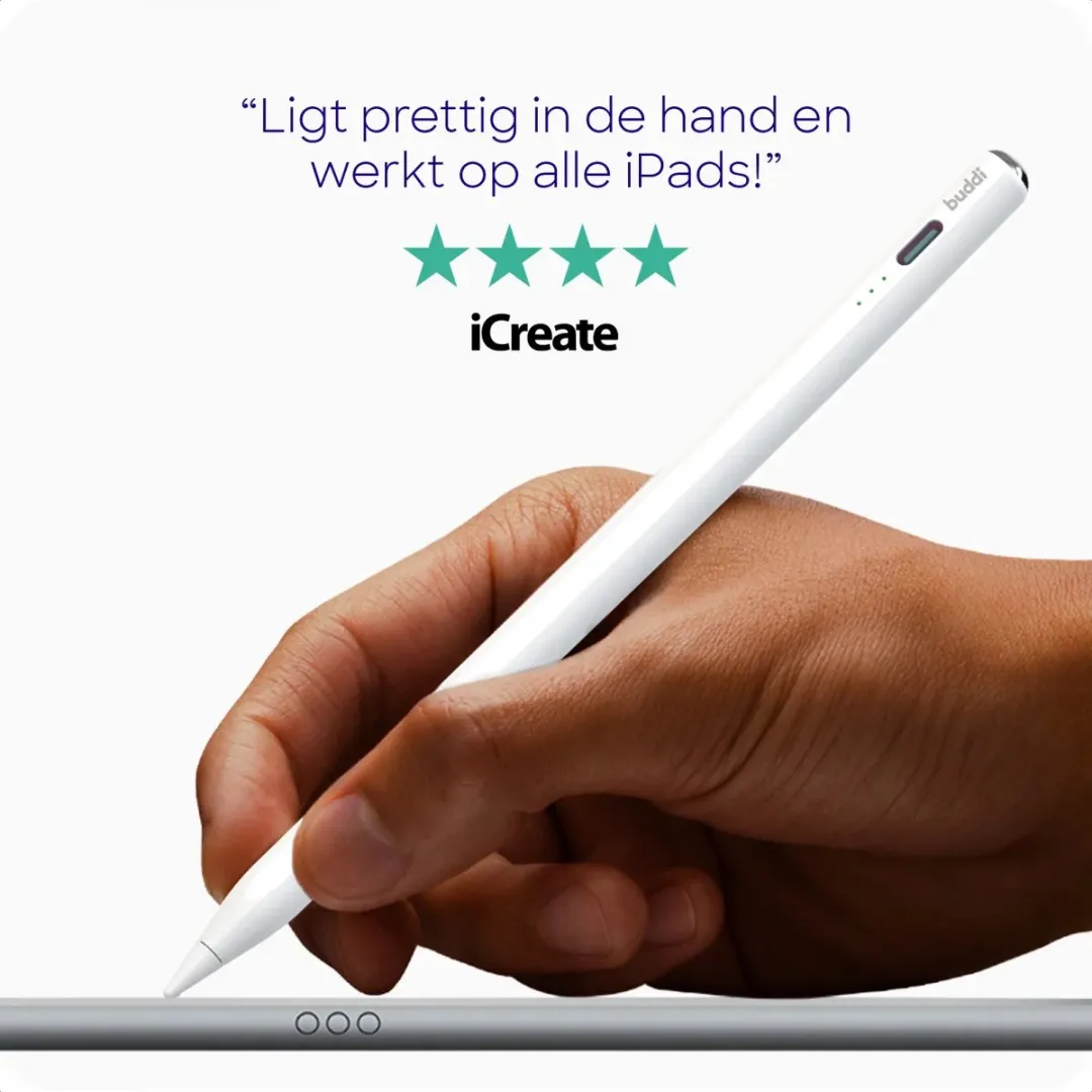 Buddi Wave Actieve Stylus Pen - iPad 2018+ Wit - USB-C