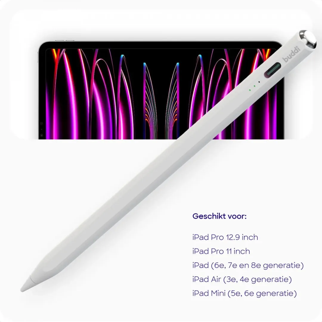 Buddi Wave Actieve Stylus Pen - iPad 2018+ Wit - USB-C