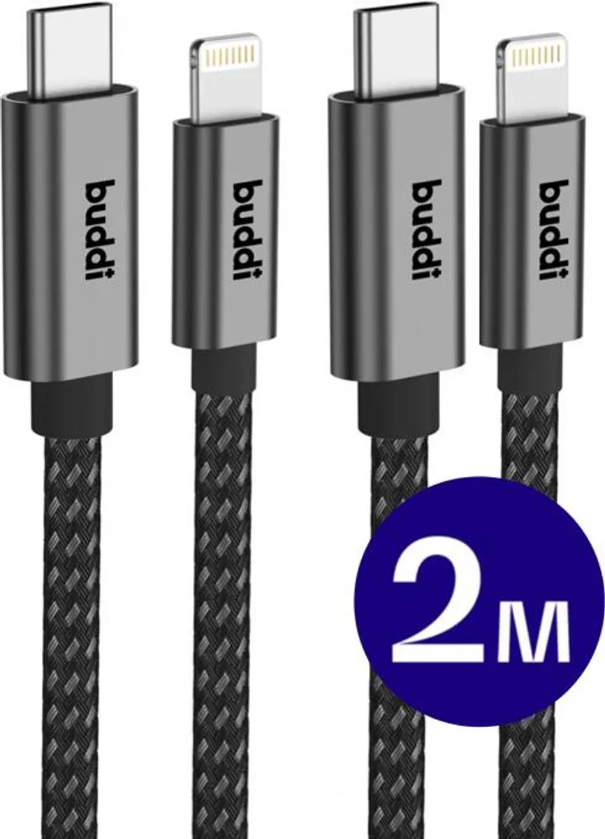 Buddi Flex Duo Pack USB-C naar Lightning Kabel 20W 2M