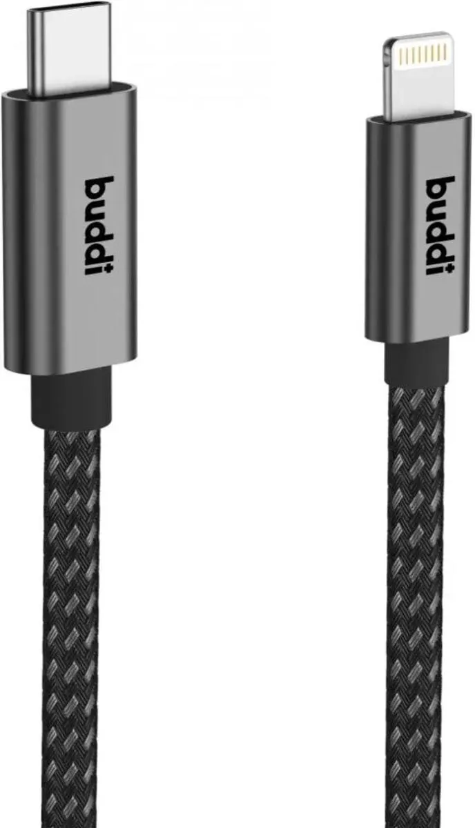 Buddi Flex Duo Pack USB-C naar Lightning Kabel 20W 2M - Zwart