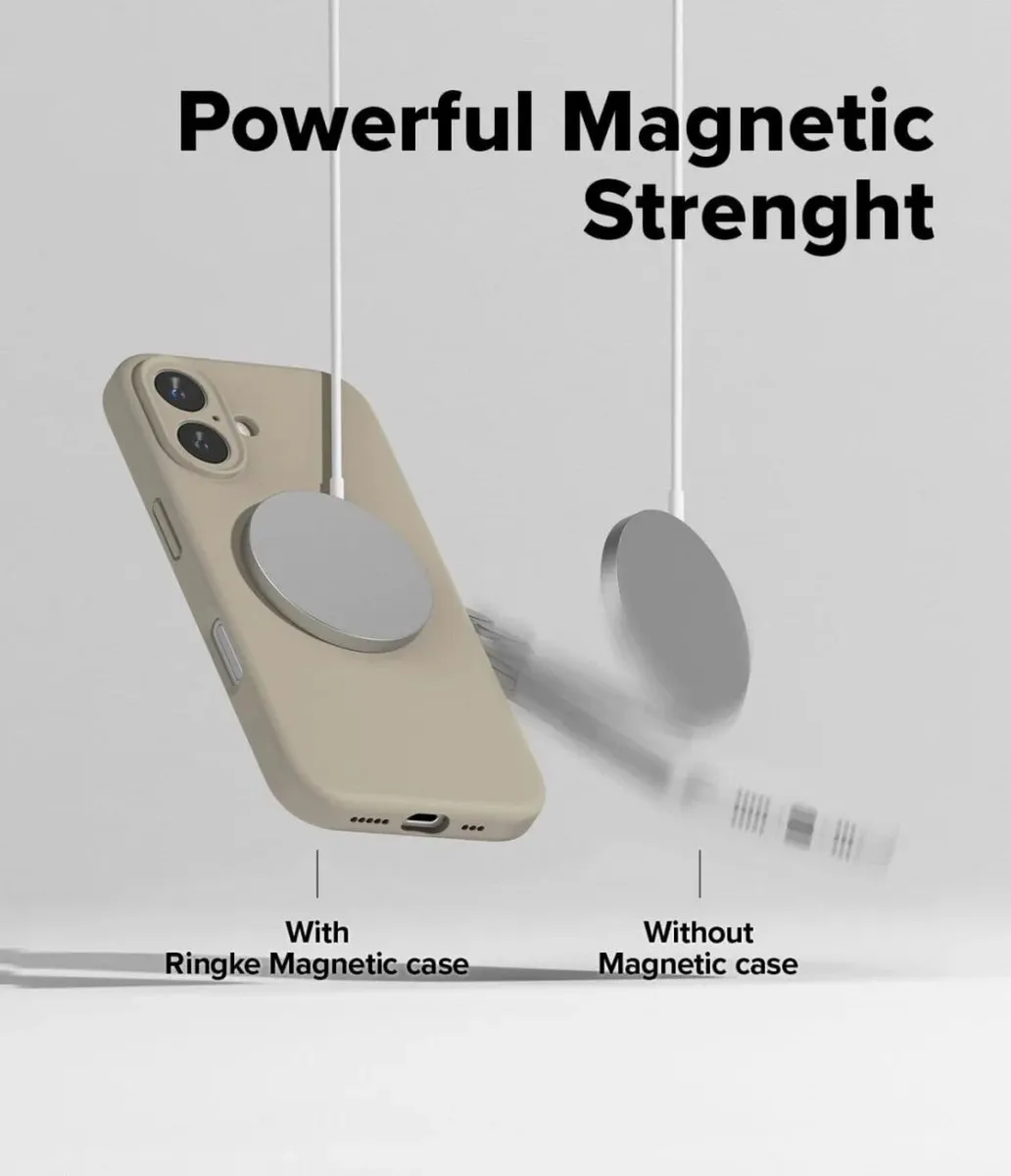 Ringke Silicone MagSafe Hoesje iPhone 16 - Beige/Grijs - afbeelding 6 van 6