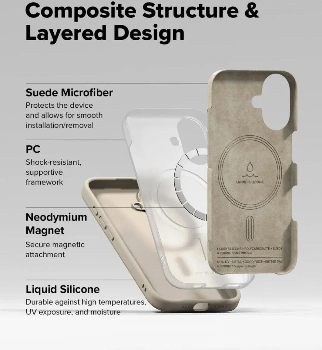 Ringke Silicone MagSafe Hoesje iPhone 16 - Beige/Grijs
