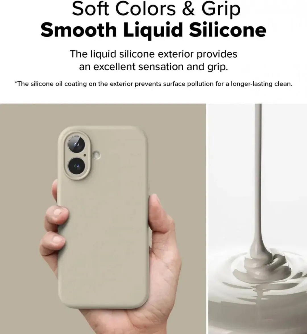 Ringke Silicone MagSafe Hoesje iPhone 16 - Beige/Grijs