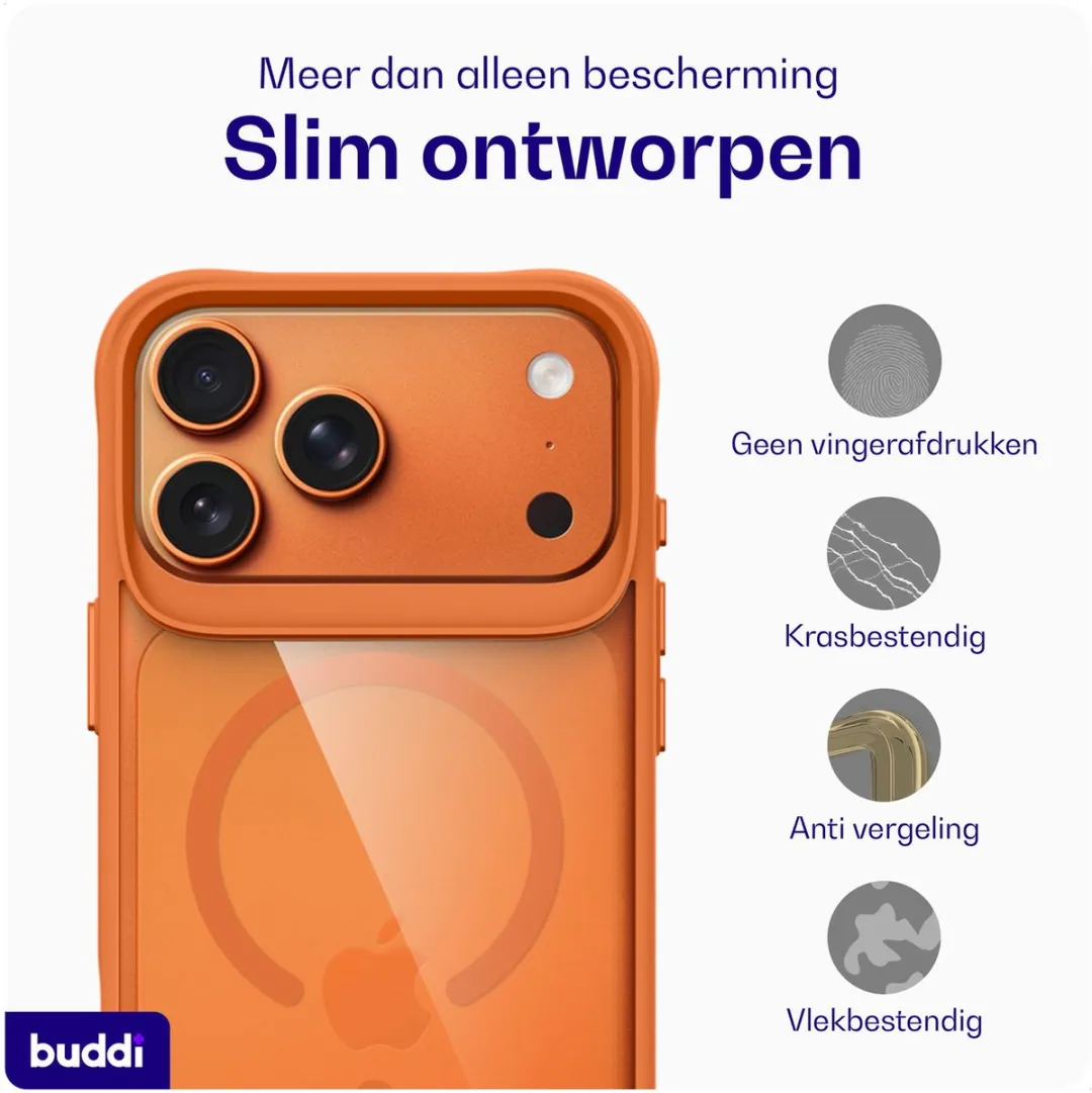 Buddi Hybrid Hoesje iPhone 17 Pro Max - Transparant Oranje