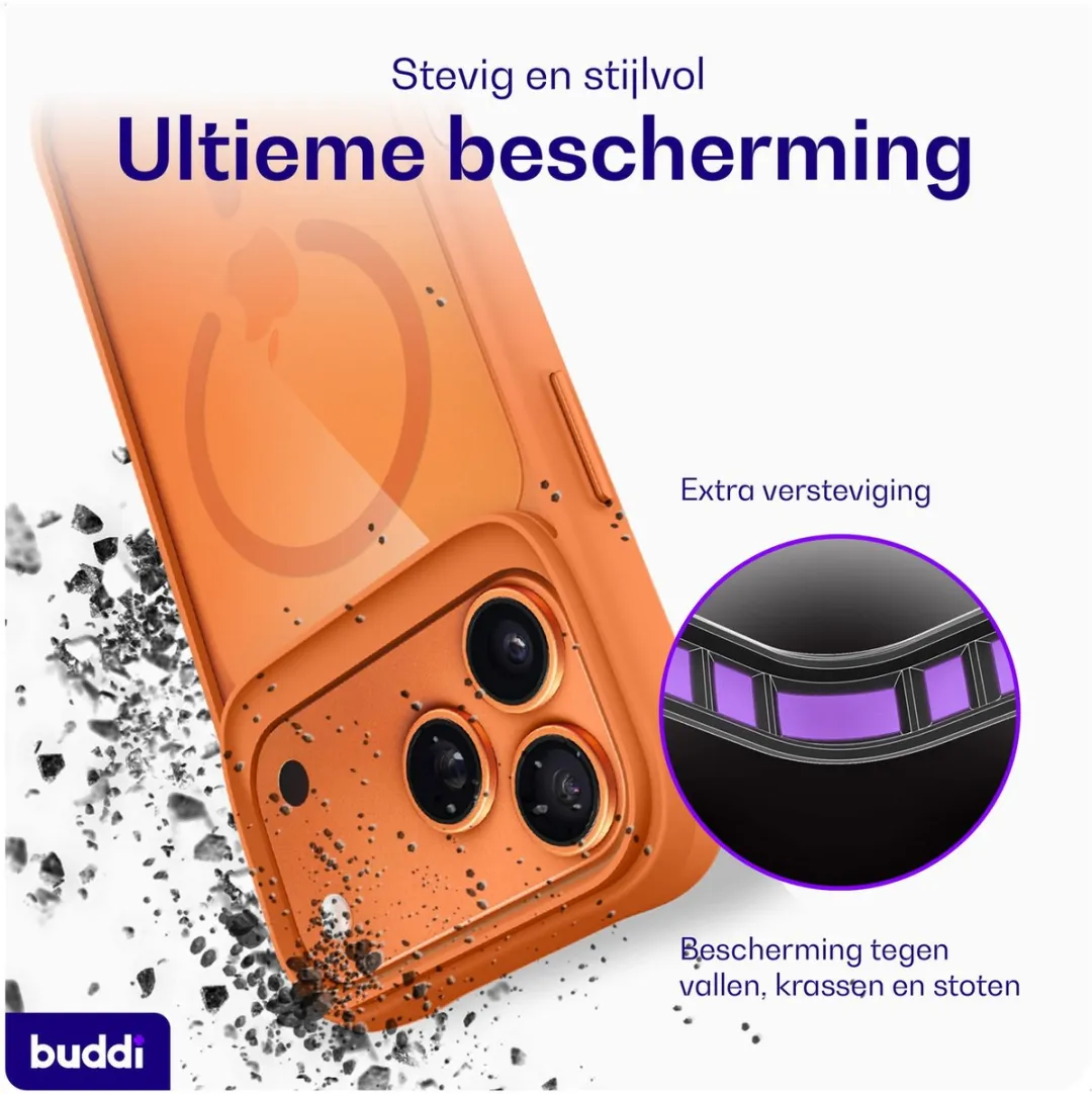 Buddi Hybrid Hoesje iPhone 17 Pro Max - Transparant Oranje
