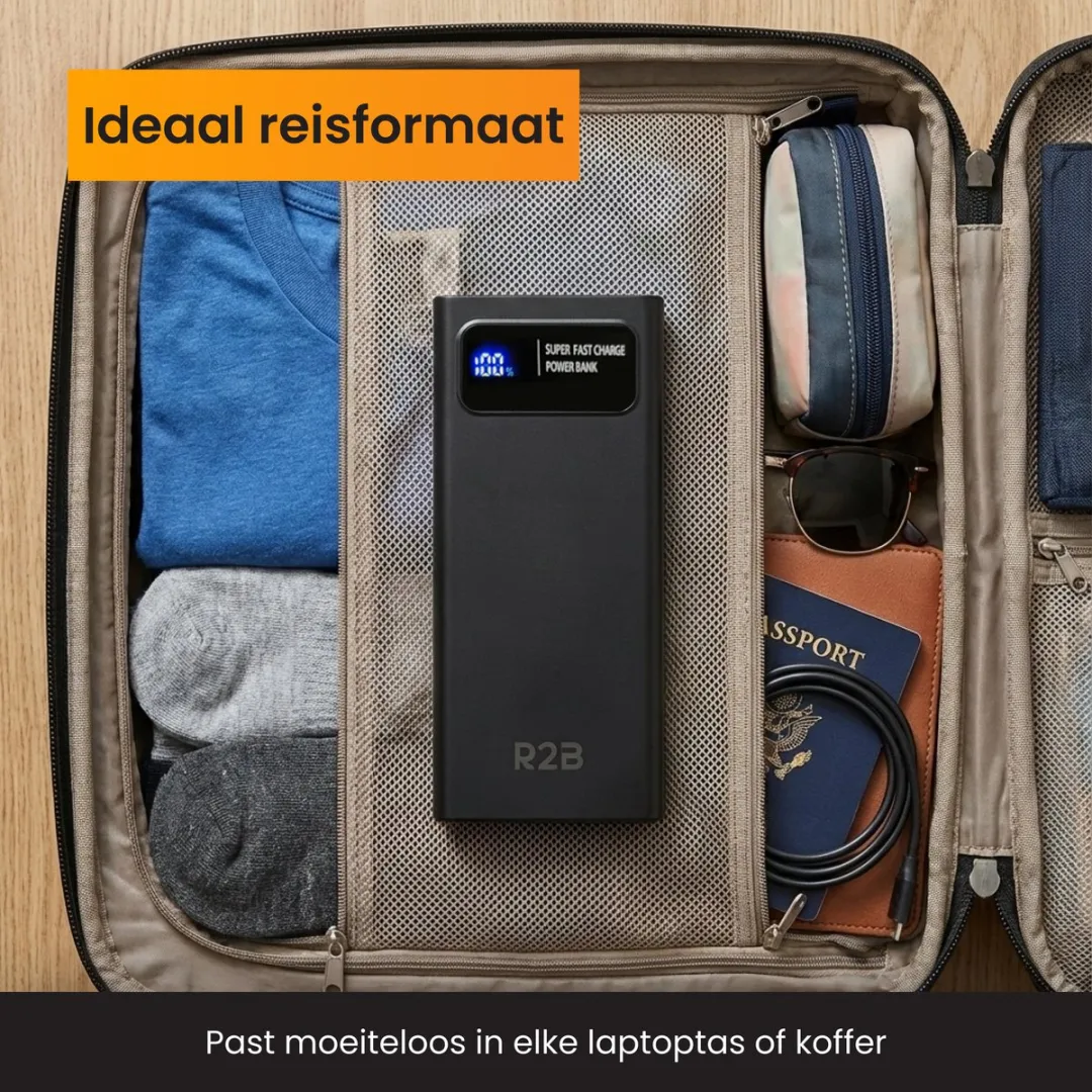 R2B Powerbank 10000mAh - 5 Outputs - 74W - Zwart