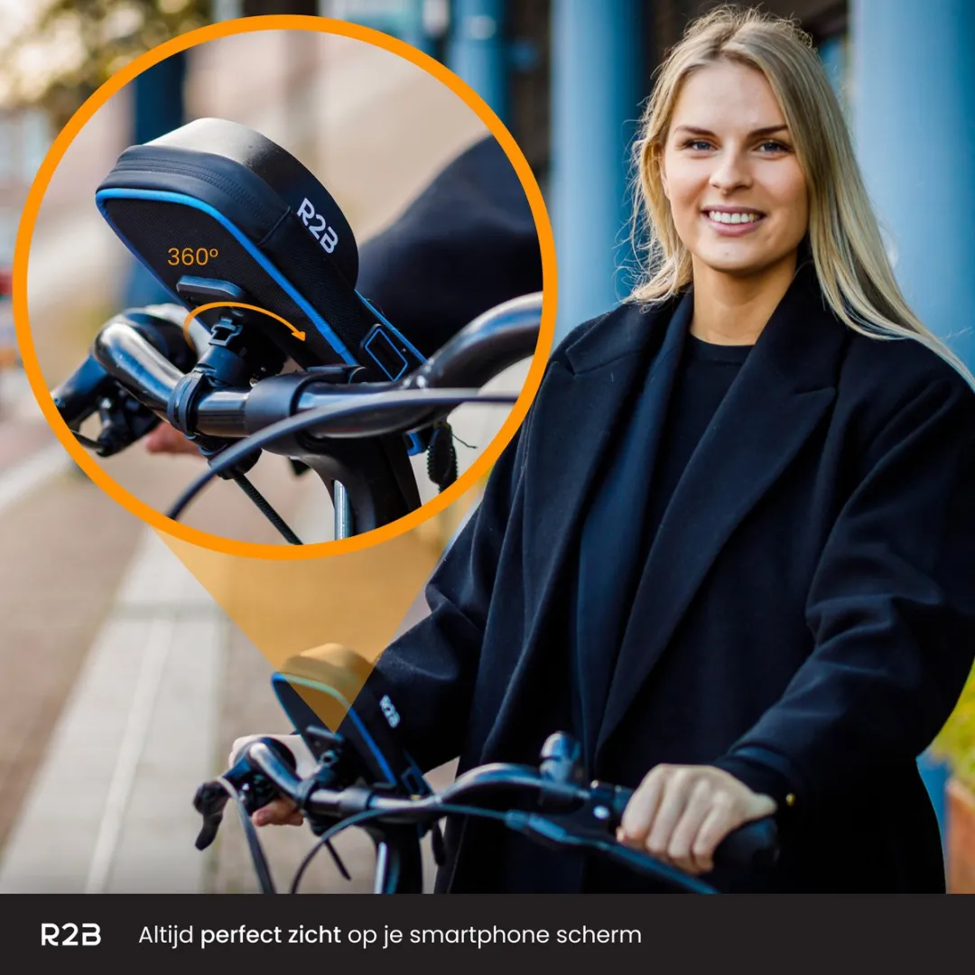 R2B Telefoonhouder Fiets Den Haag - Waterdicht - Zwart/Blauw