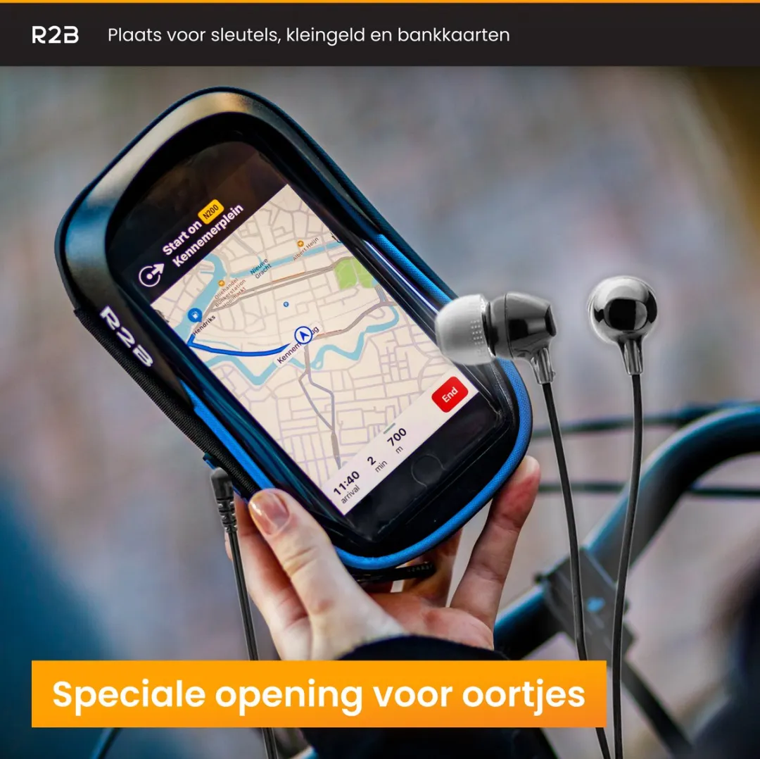 R2B Telefoonhouder Fiets Den Haag - Waterdicht - Zwart/Blauw
