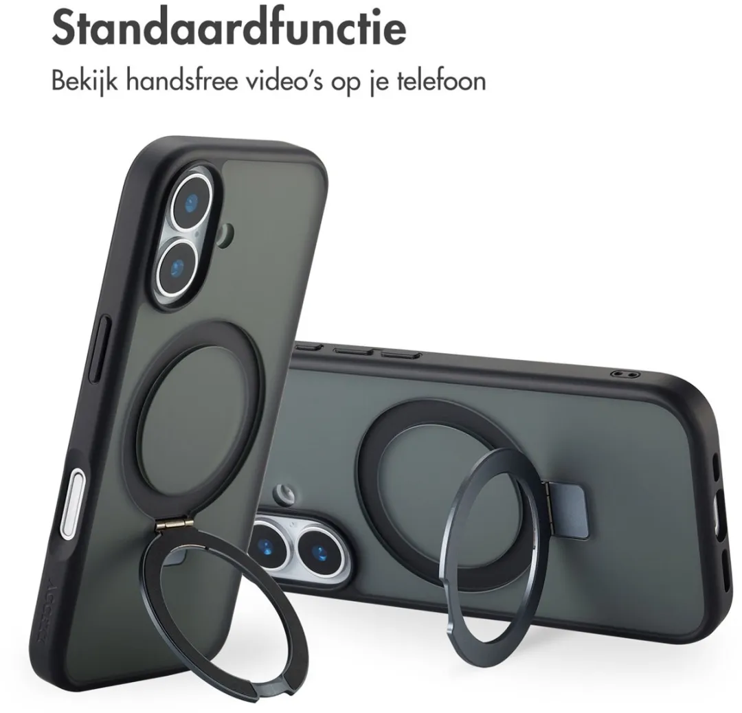 Accezz iPhone 17 MagSafe Hoesje - Ring Stand - Zwart