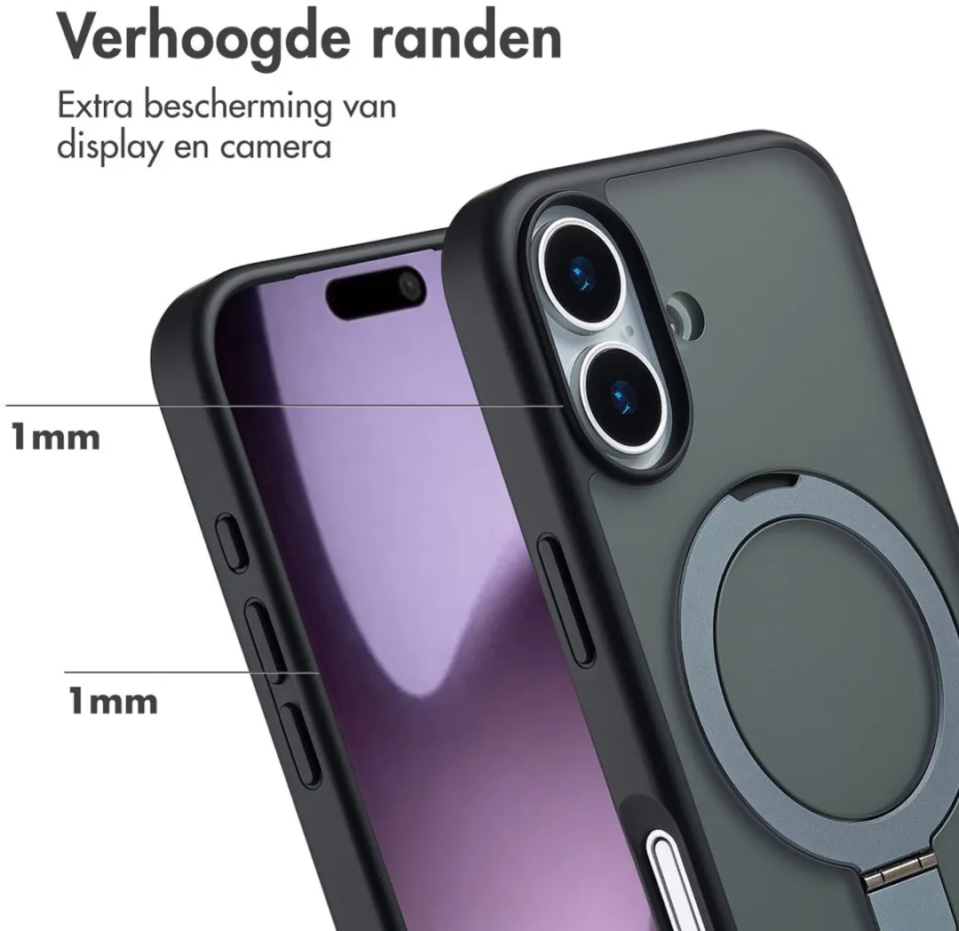 Accezz iPhone 17 MagSafe Hoesje - Ring Stand - Zwart