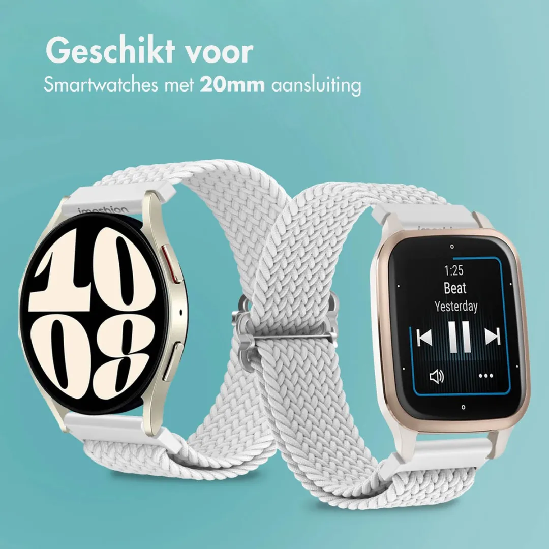 Imoshion Nylon Geweven Smartwatchband 20mm - Wit