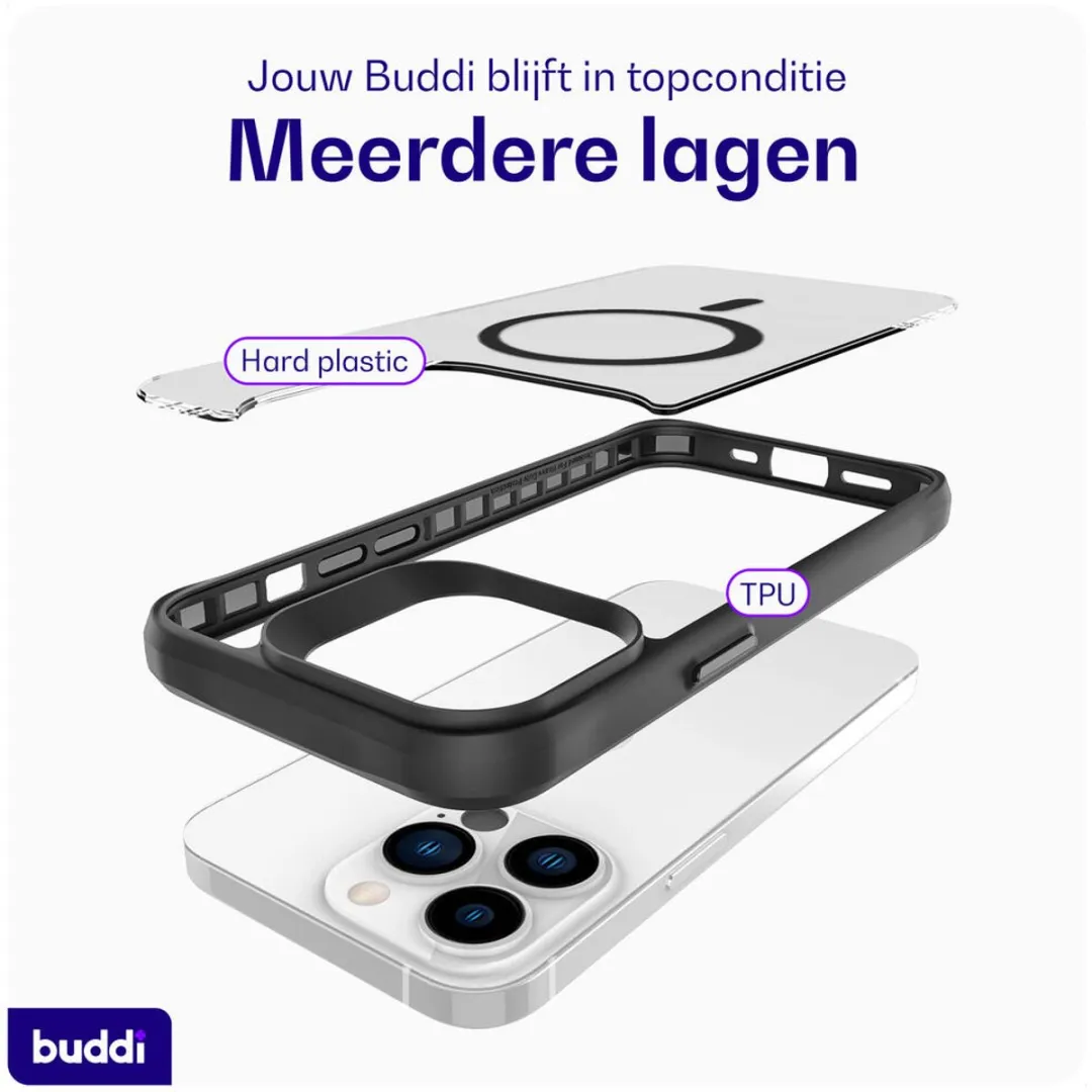 Buddi Hybrid Hoesje iPhone 13 Pro - MagSafe - Matte Zwart - afbeelding 6 van 6