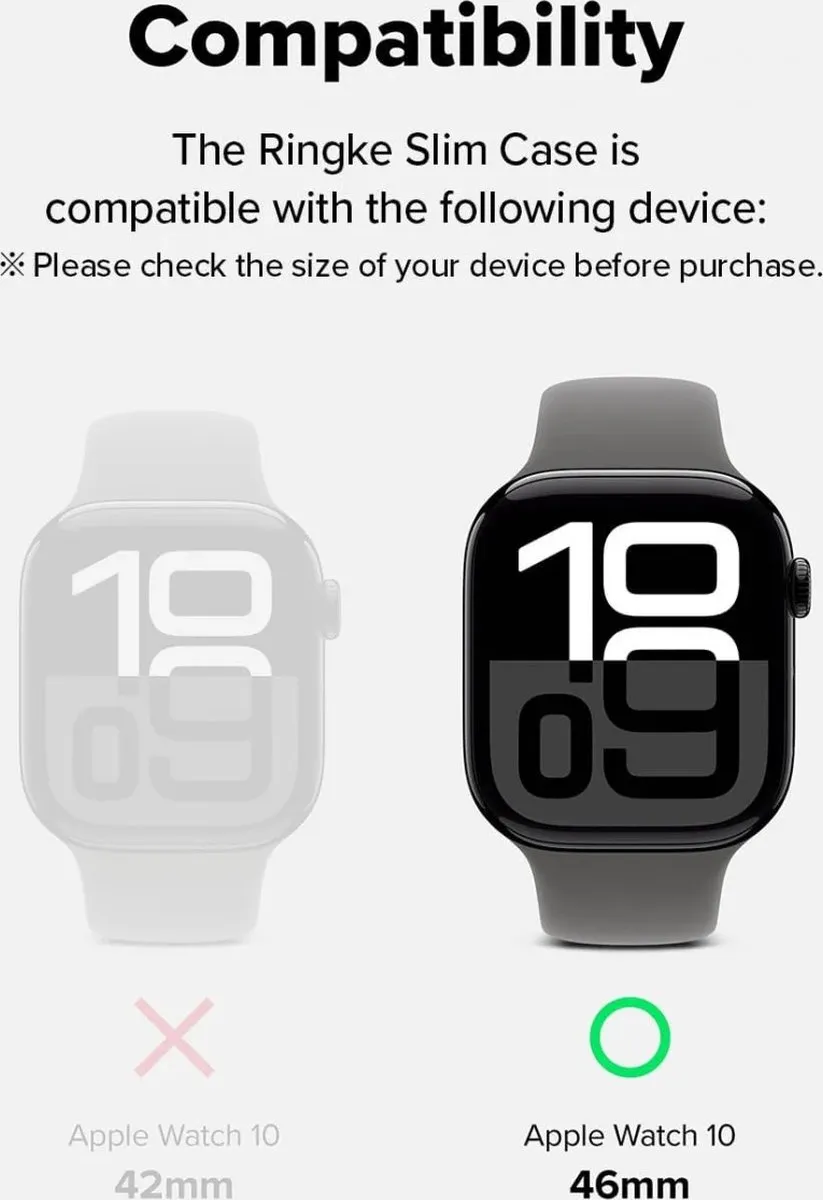 Ringke Slim Hoesje Apple Watch 10 46mm - 2 Stuks - Transparant & Mat Zwart