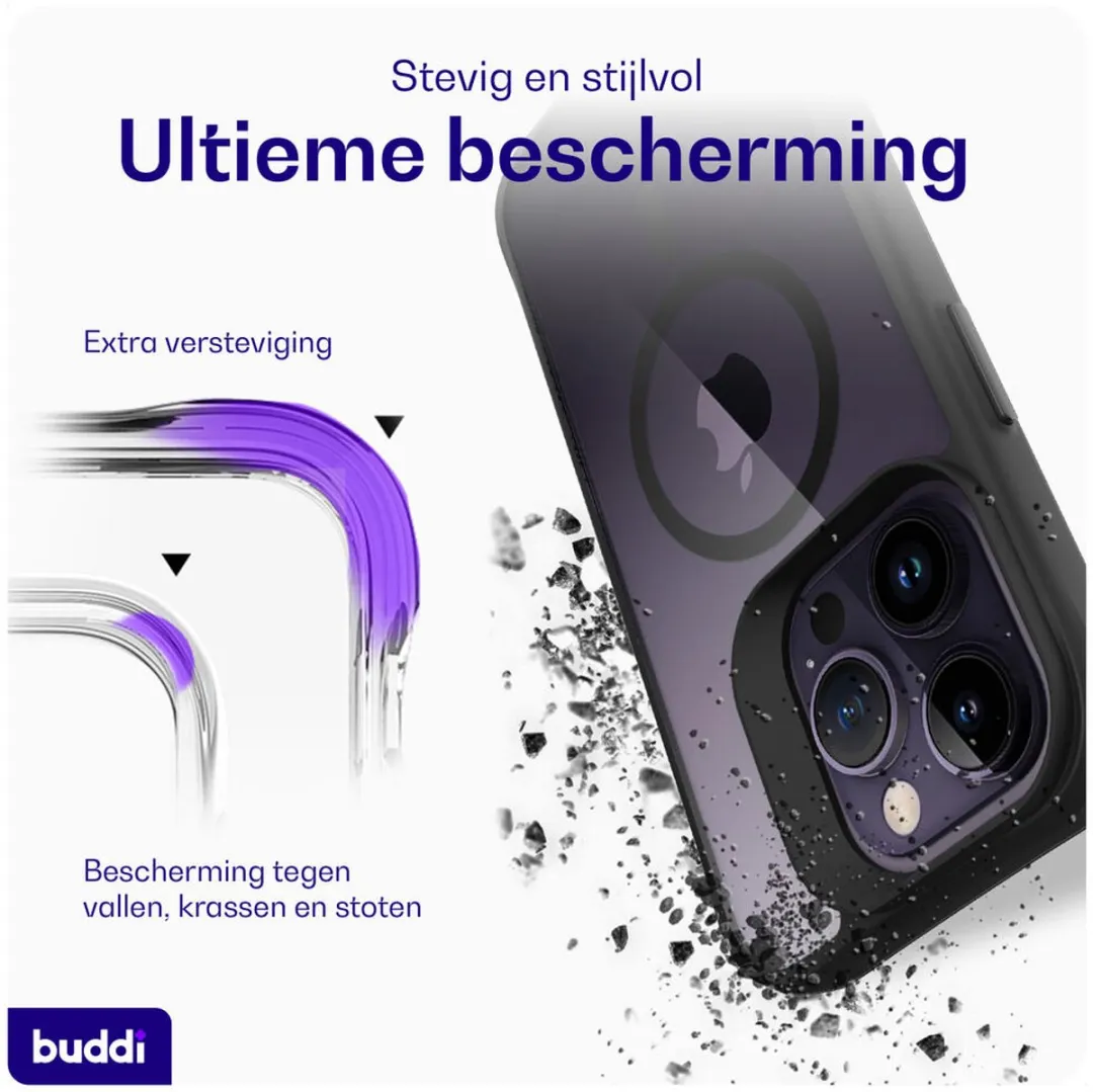 Buddi Hybrid Hoesje iPhone 14 Pro - MagSafe - Transparant Zwart