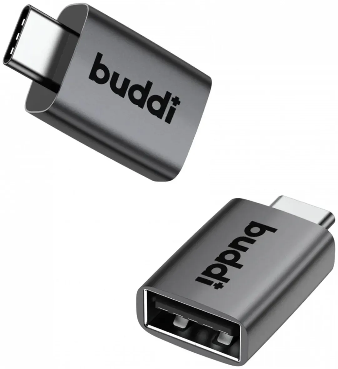Buddi Ease USB-A naar USB-C Adapter - 5Gbps Grijs