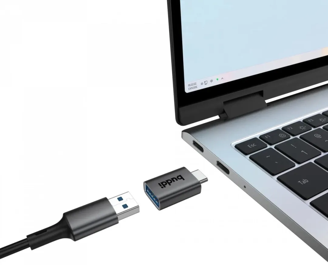 Buddi Ease USB-A naar USB-C Adapter - 5Gbps Grijs