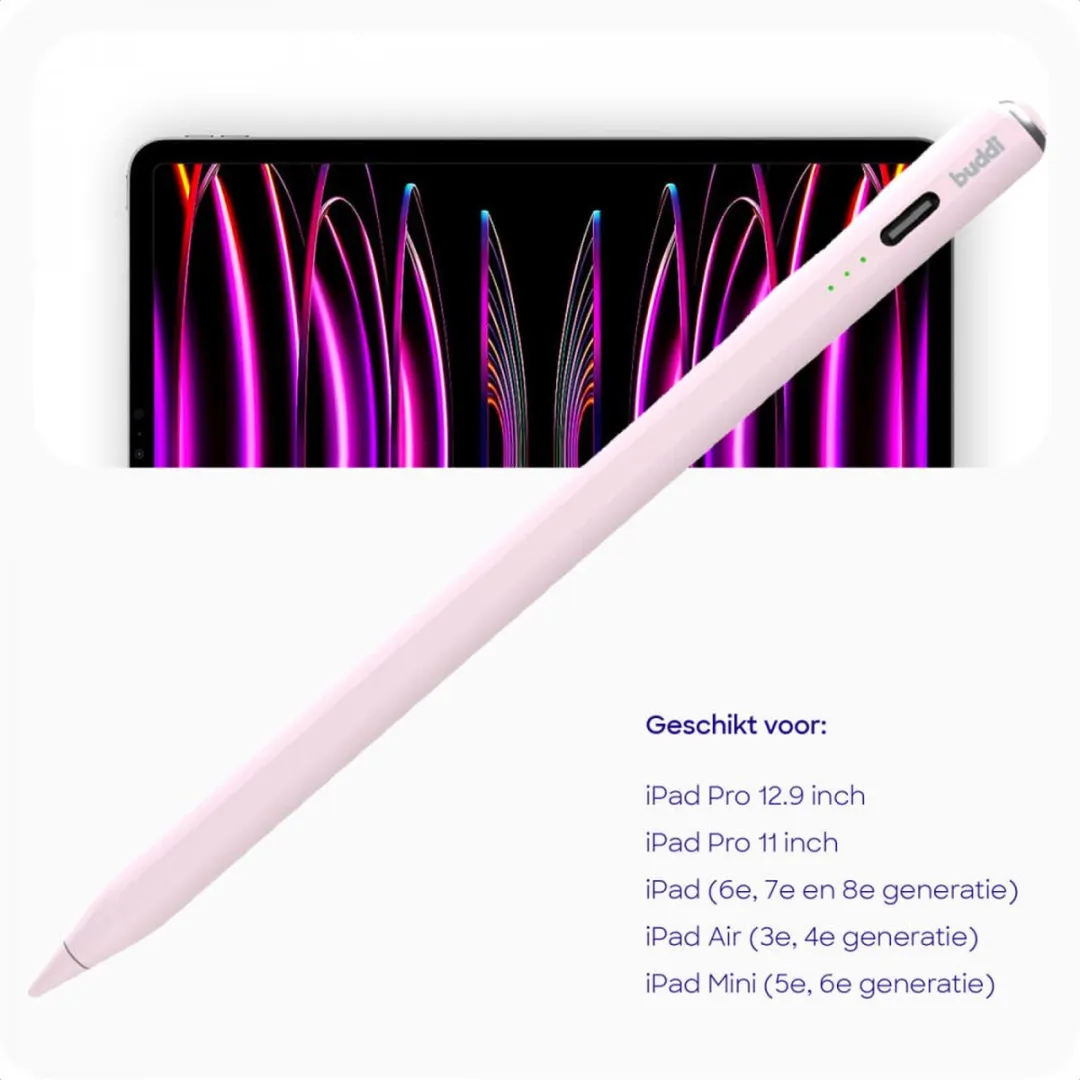 Buddi Wave Actieve Stylus Pen - Roze - USB-C Opladen