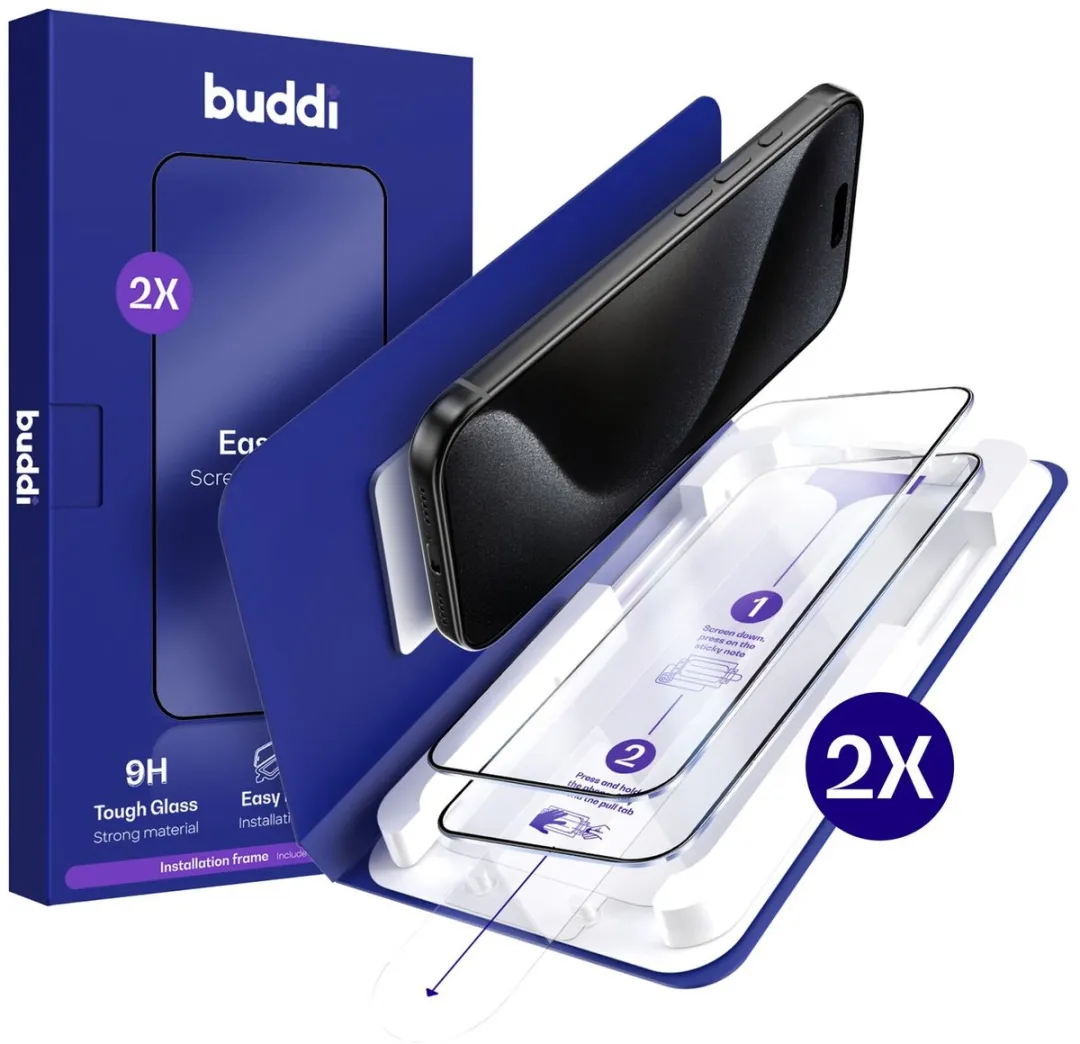 Buddi Screenprotector iPhone 15 Pro Max 2 Stuks