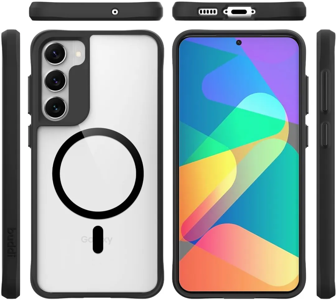 Buddi Hybrid Hoesje Samsung Galaxy S23 Plus - MagSafe - Transparant Zwart