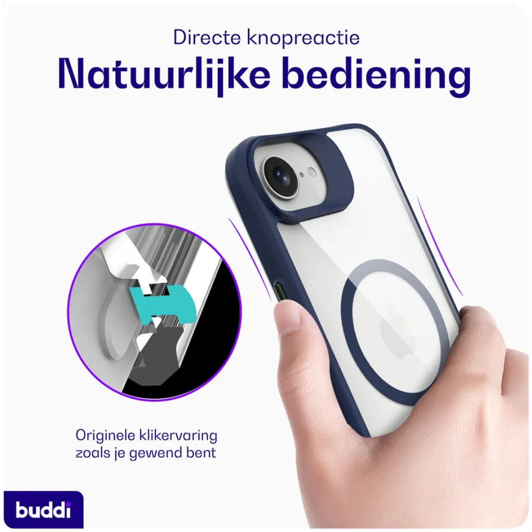 Buddi Hybrid Hoesje iPhone 16/17 - MagSafe - Transparant Blauw - afbeelding 6 van 6