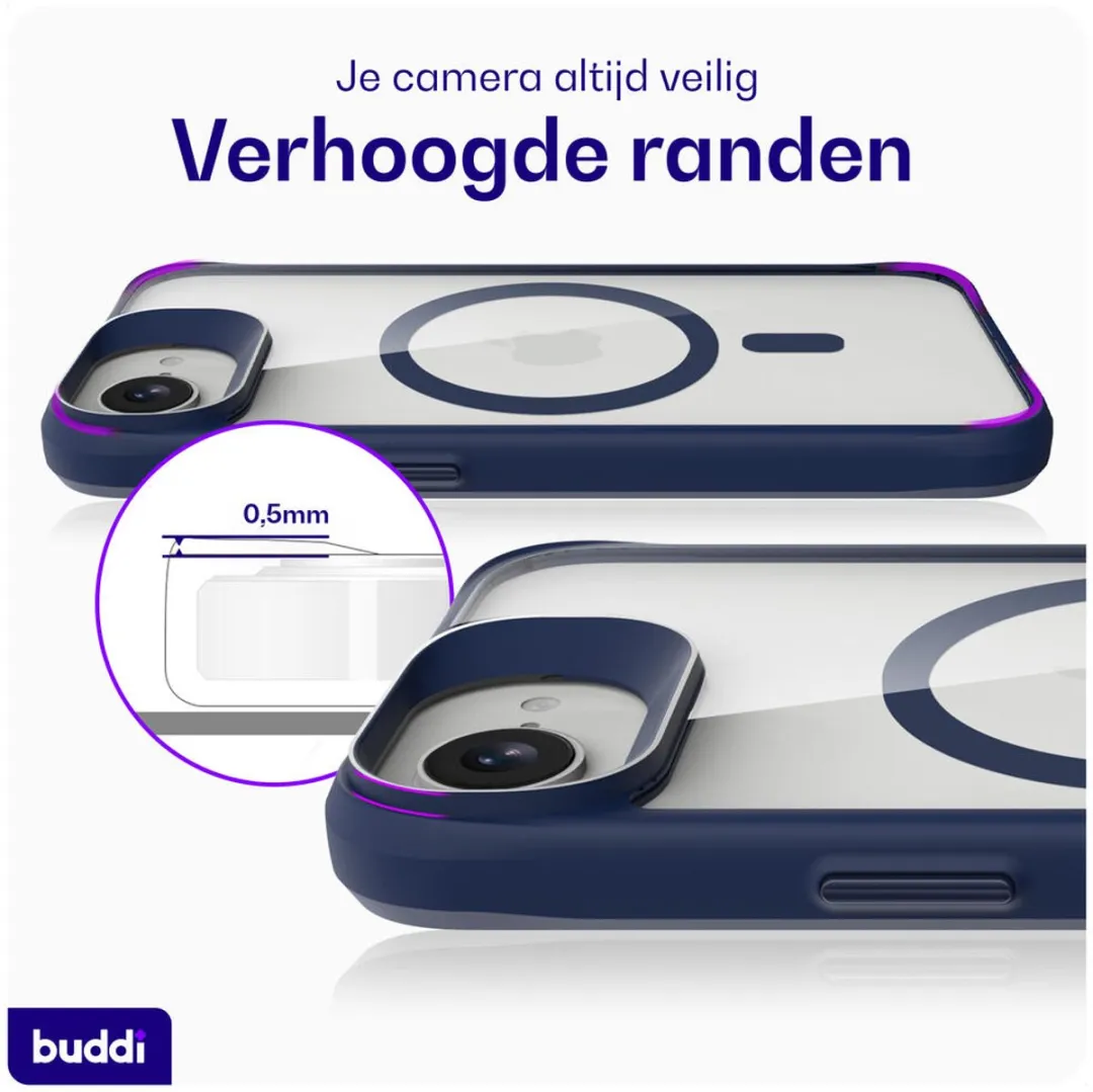 Buddi Hybrid Hoesje iPhone 16/17 - MagSafe - Transparant Blauw