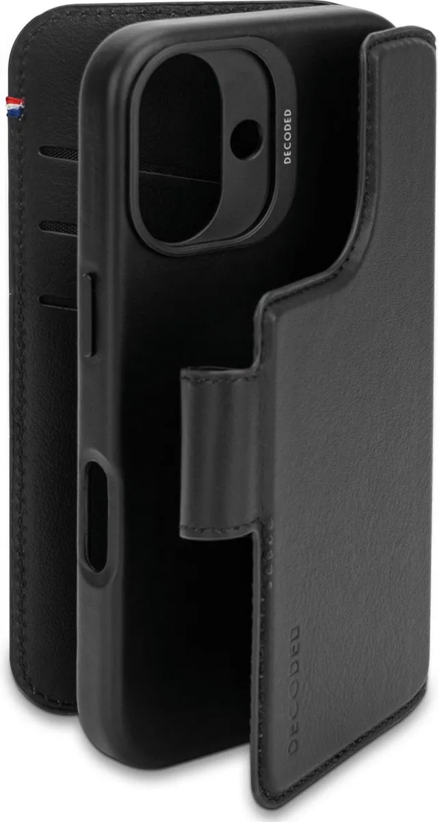Decoded D25IPO16DW5BK Wallet Case iPhone 16 - 3 Pasjes - Zwart