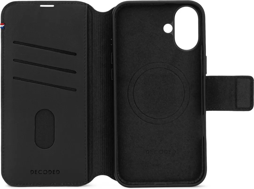 Decoded D25IPO16DW5BK Wallet Case iPhone 16 - 3 Pasjes - Zwart