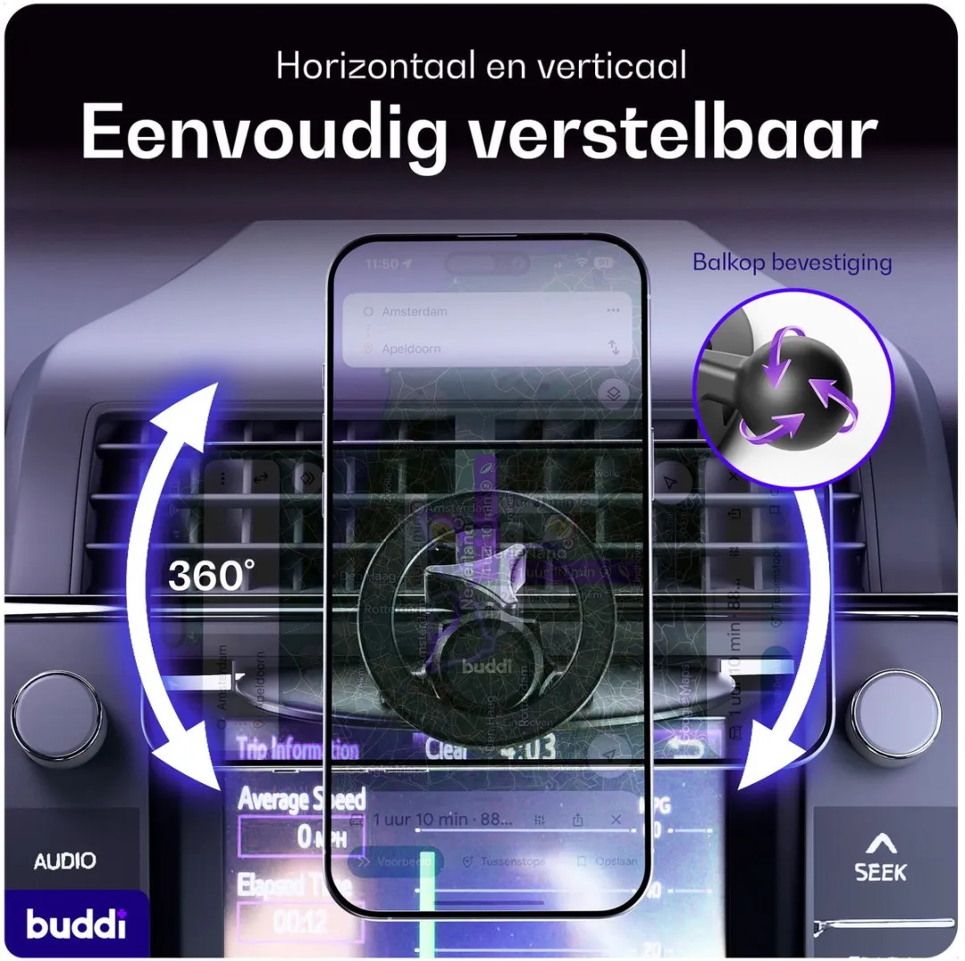 Buddi MagWay Universele MagSafe Telefoonhouder Auto - Zwart