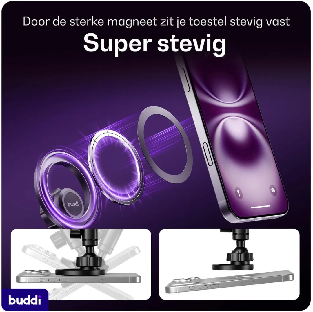 Buddi MagWay Universele MagSafe Telefoonhouder Auto - Zwart