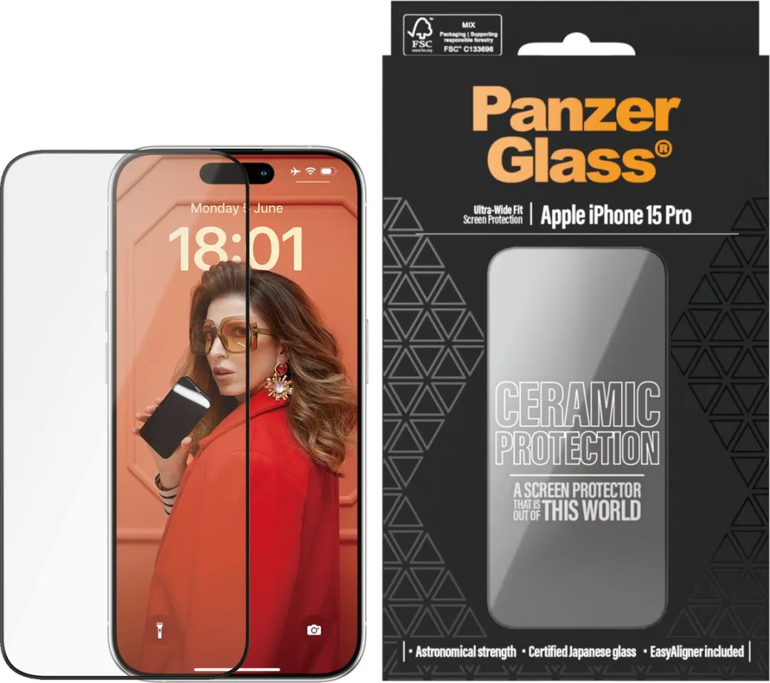 PanzerGlass Ceramisch Glas iPhone 15 Pro - Positioner - 1 Stuk