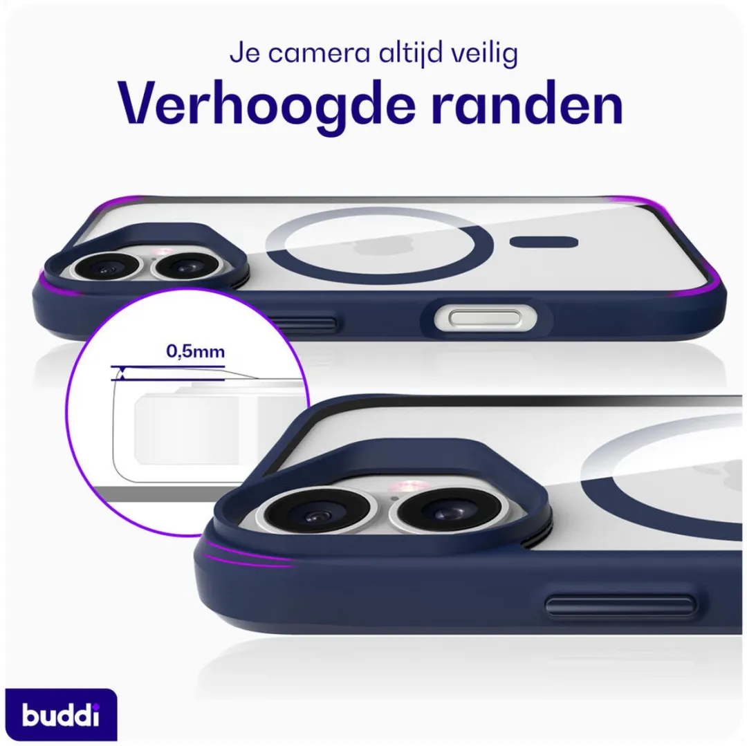 Buddi Hybrid iPhone 16 Hoesje - MagSafe Transparant Blauw - afbeelding 6 van 6