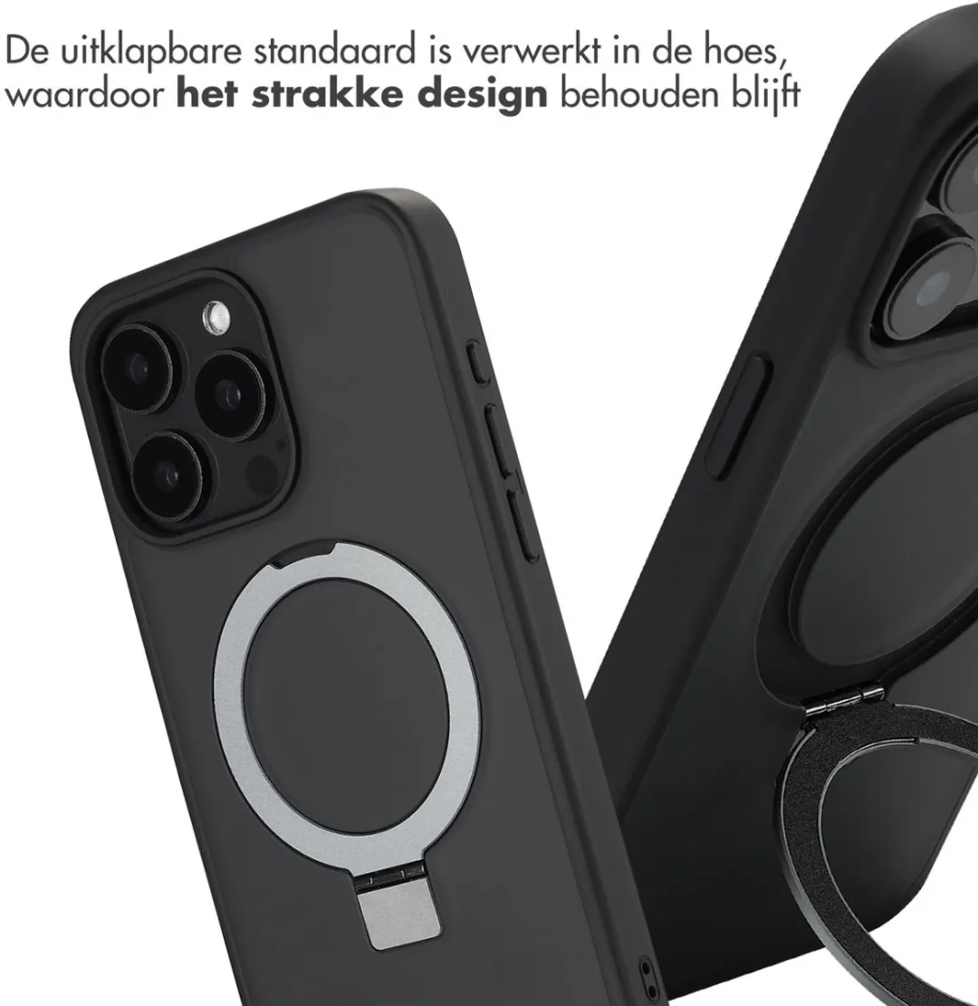 Accezz Hoesje iPhone 15 Pro Max - MagSafe Ring Stand - Zwart