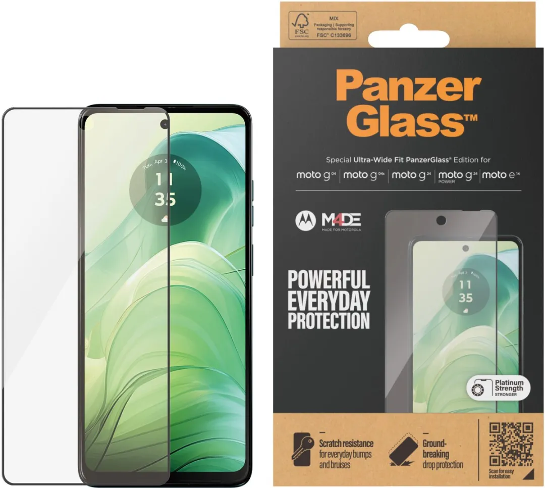 PanzerGlass Ultra-Wide Screenprotector Moto G24 - Antibacterieel