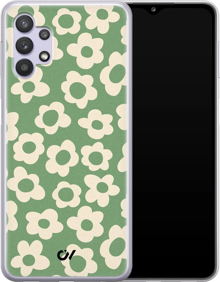 Casevibes Hoesje Samsung Galaxy A32 5G - Groen - Retro Cute Flowers