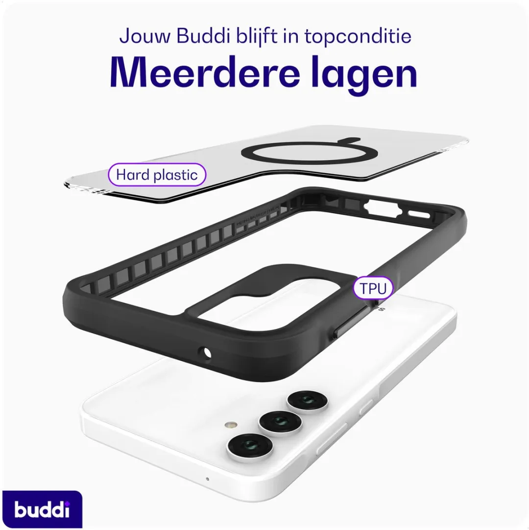 Buddi Hybrid Hoesje Samsung Galaxy A55 - MagSafe - Matte Zwart - afbeelding 6 van 6